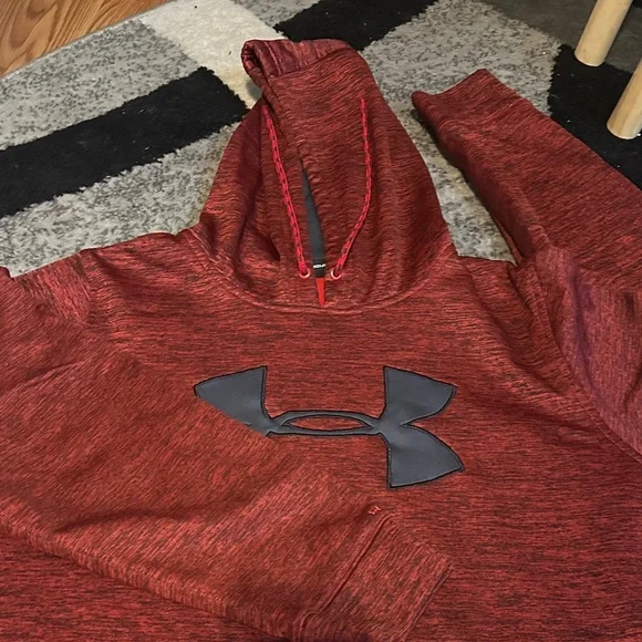 Under Armour Marled Red Hoodie with Black Logo - Picture 1 of 4